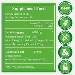 Close-up of smooth, easy-to-swallow oregano oil softgels