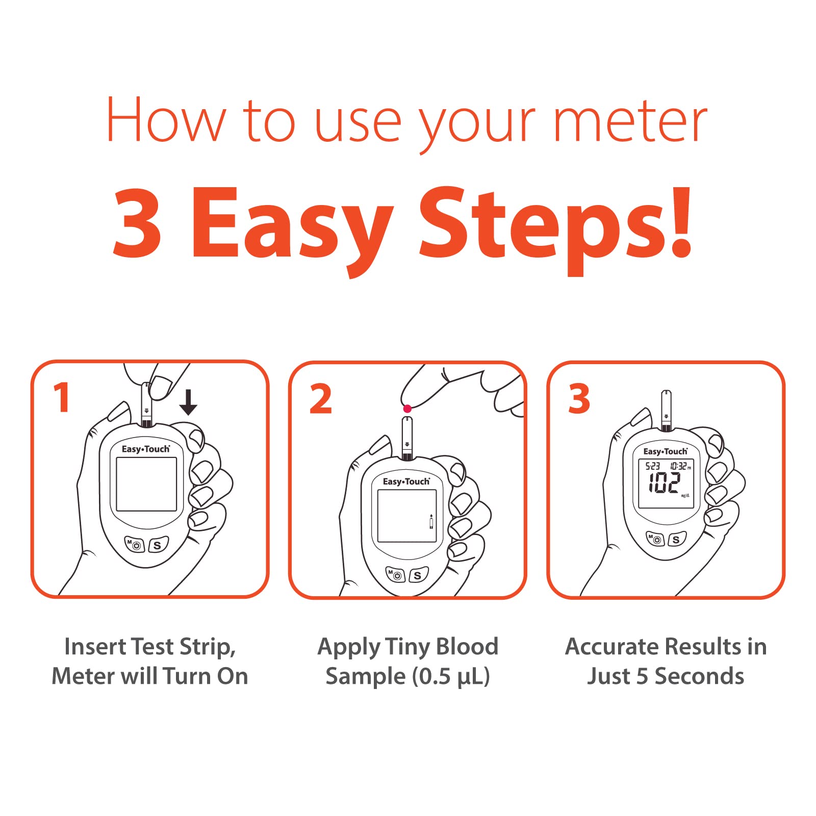 Easy Touch glucose test strips ready for forearm testing for flexible options.