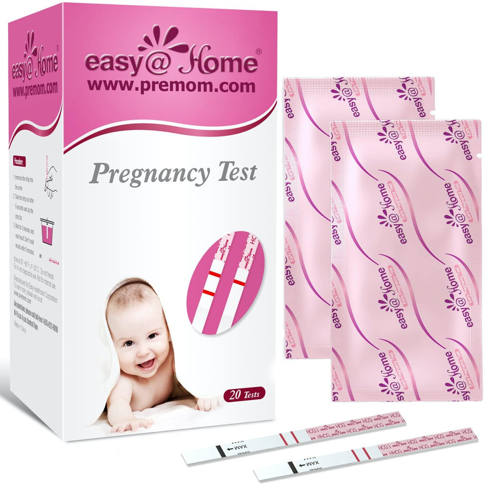 Easy@Home 20-pack pregnancy test strips front view