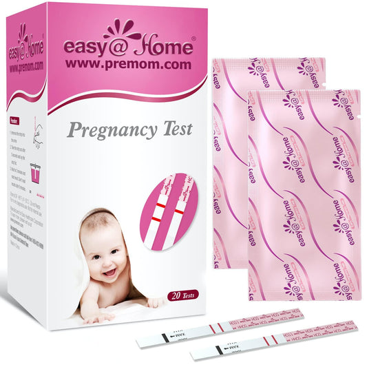 Easy@Home 20-pack pregnancy test strips front view