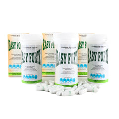 Easy Forte bottle pour showing fiber blend for daily digestive support.