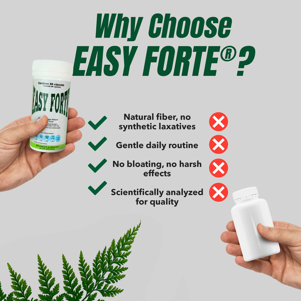 Easy Forte capsules with a glass of water ready to take at night.
