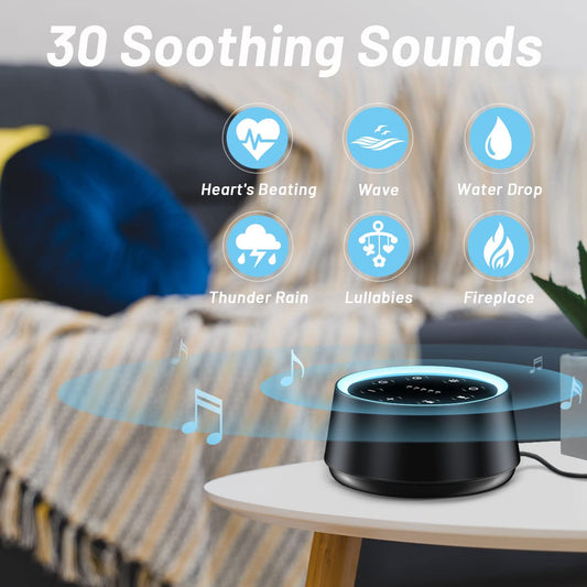 EasyHome Sleep Sound Machine LED color lights offering soothing ambience.