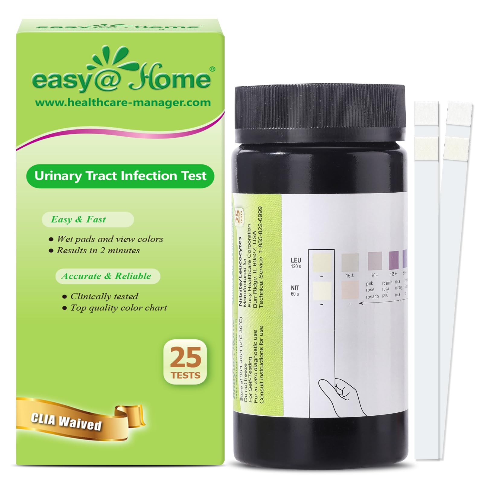 Easy@Home UTI test strips packaging showing 25 tests