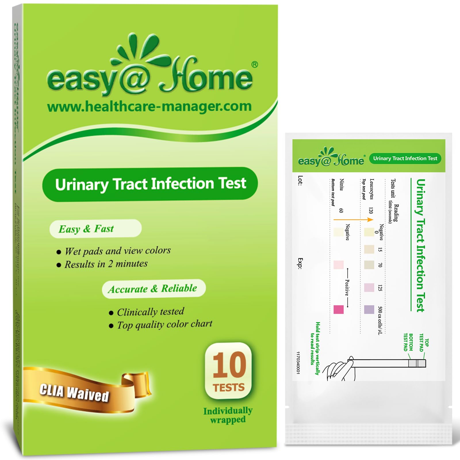 Easy@Home UTI Test Strips 10-Pouch packaging