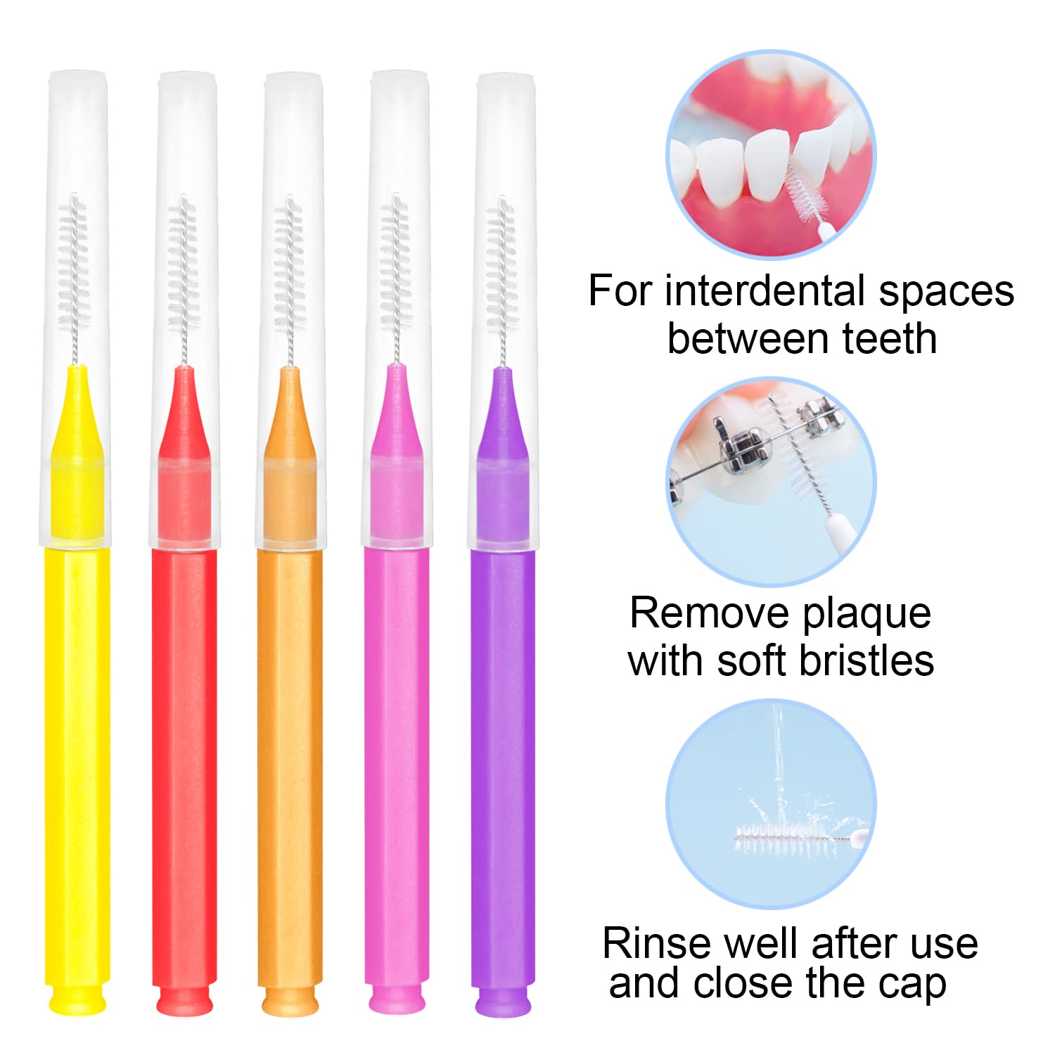 Interdental brush toothpick in blue color
