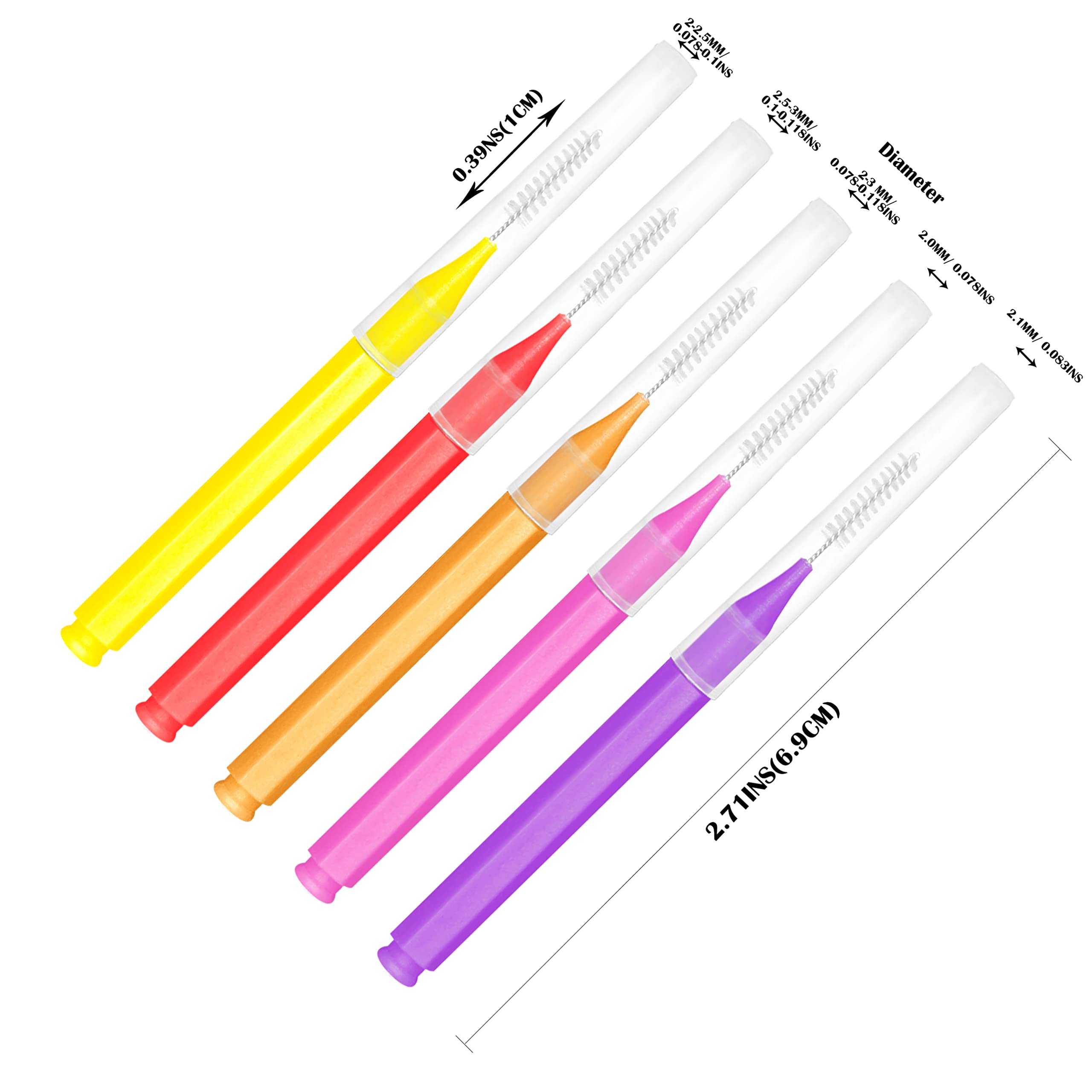 Interdental brush toothpick in purple color