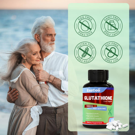 Back label details of EAZGOO Glutathione 1000mg bottle