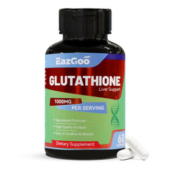 Front view of EAZGOO Glutathione 1000mg bottle