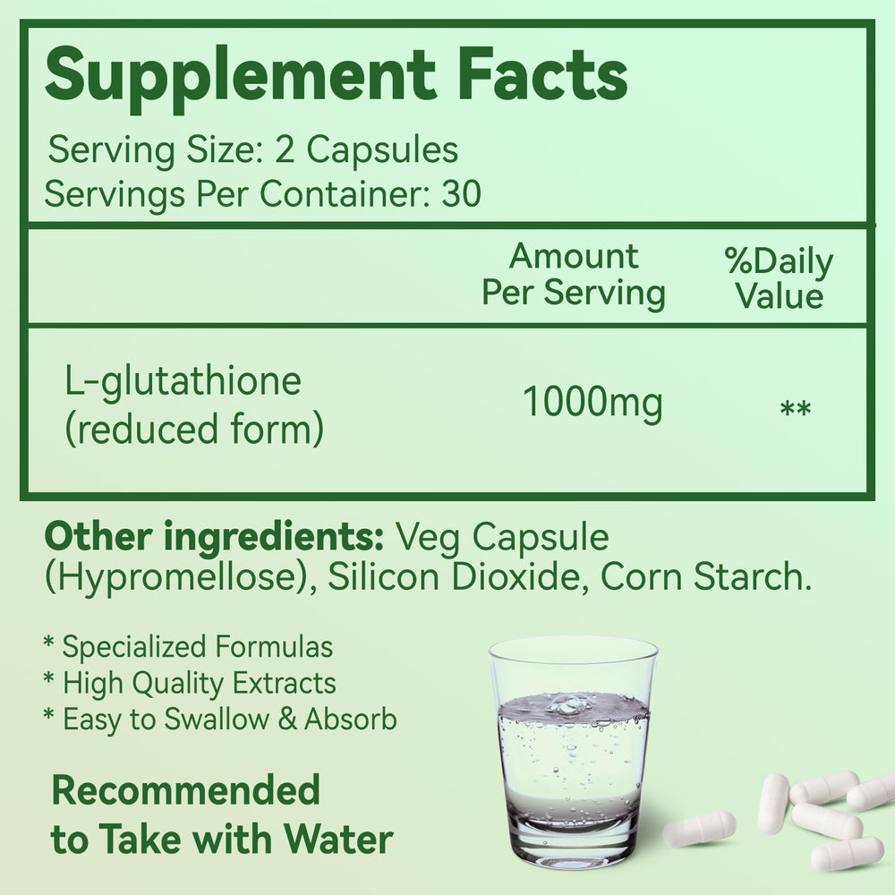 Close-up of EAZGOO Glutathione 1000mg capsules