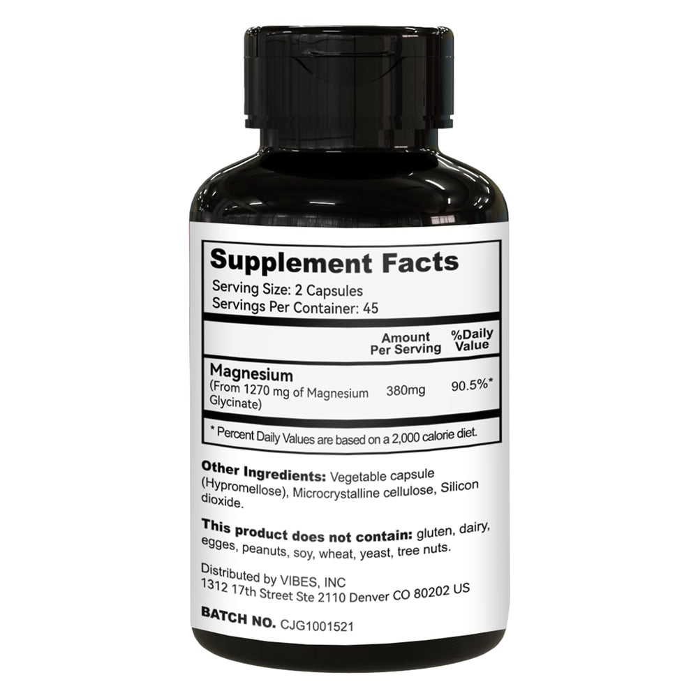 Close-up of magnesium glycinate capsules