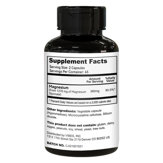 Close-up of magnesium glycinate capsules
