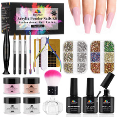 EBANKU 21-piece acrylic nail kit contents for a complete at-home manicure setup.