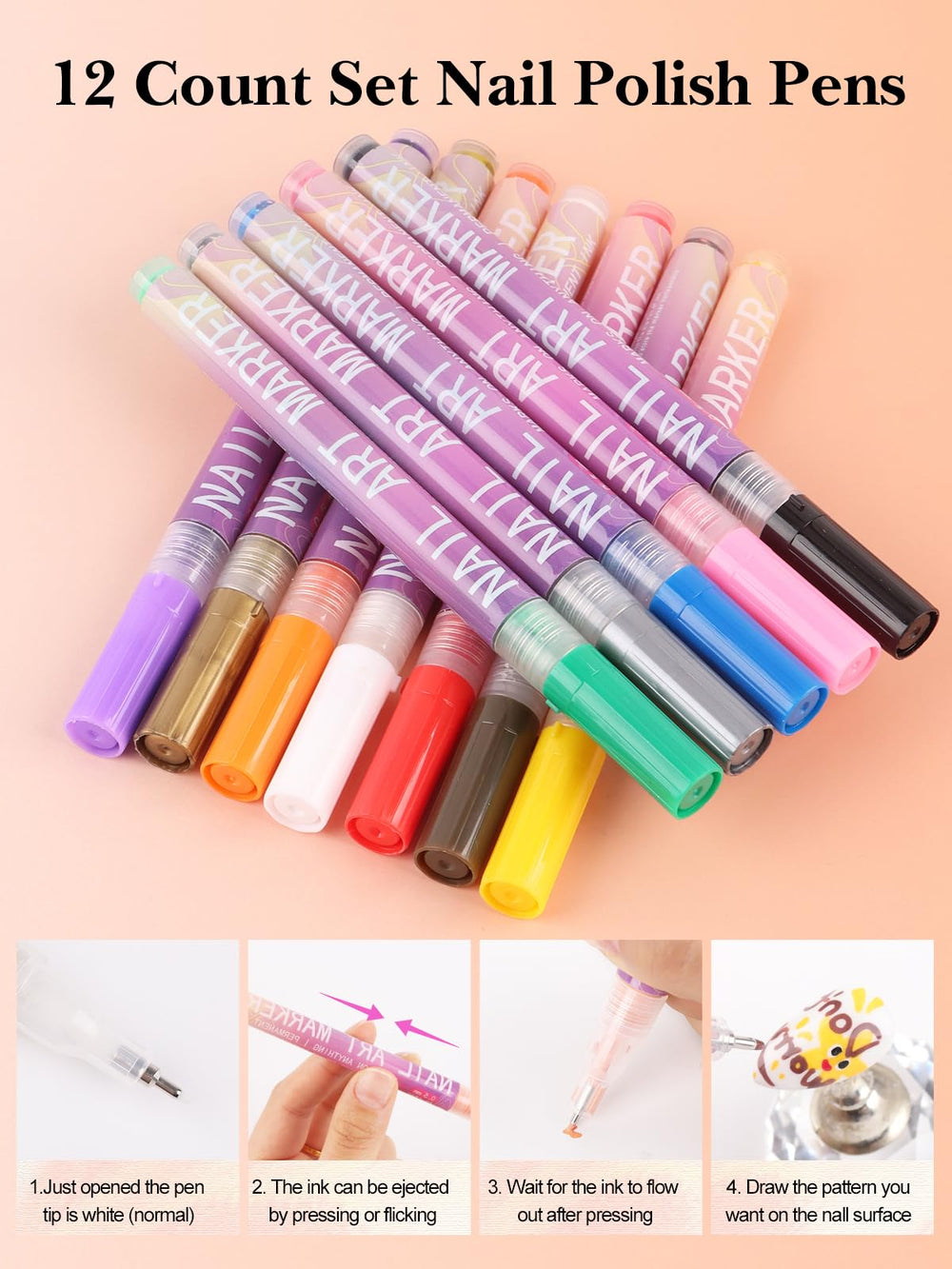 EBANKU fine-tip pens for detailed lines, dots, and French designs
