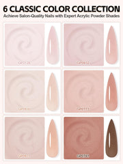 EBANKU soft hues nude powder bottles showcased for easy color-matching in daily manicures.