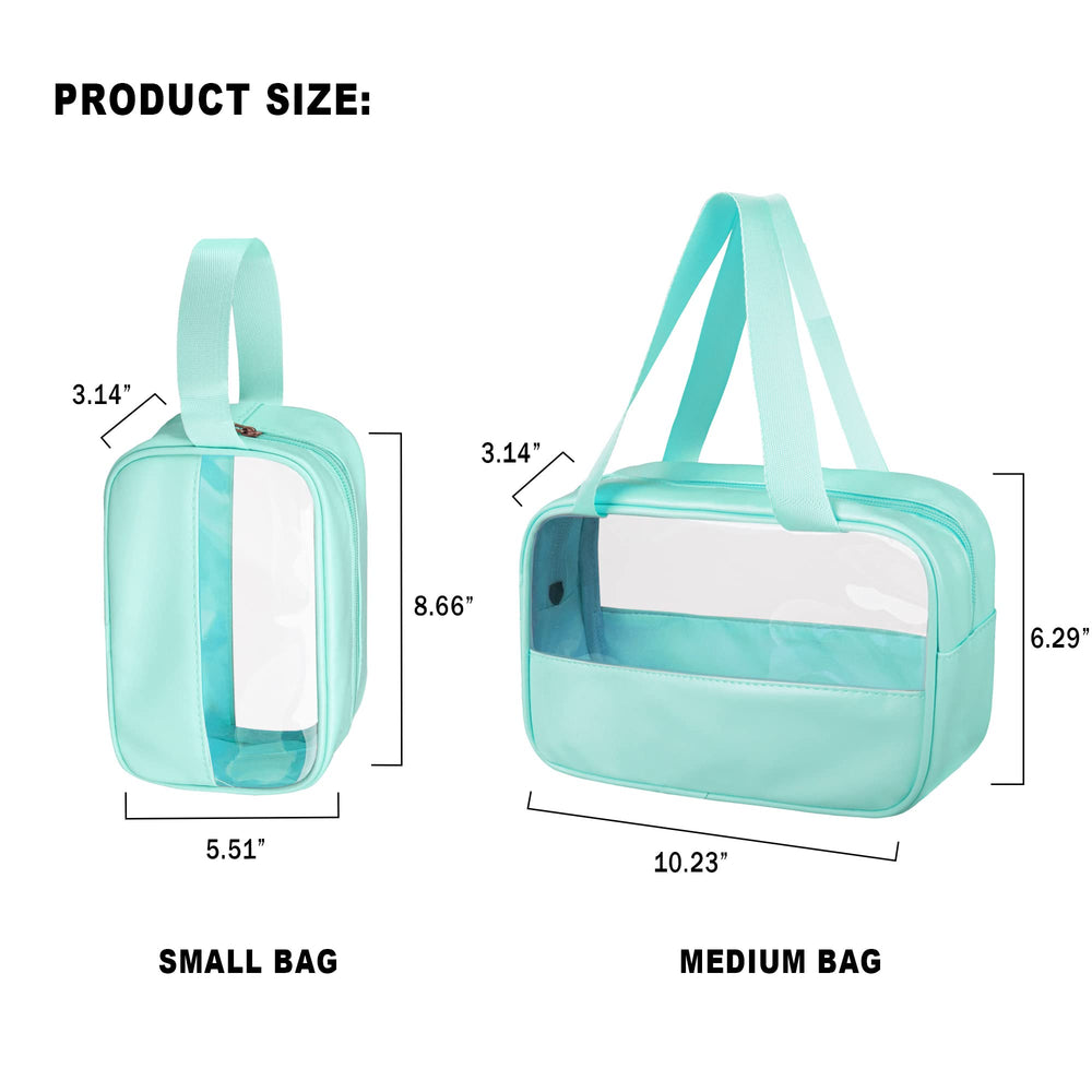 Ebbniur clear makeup bag small mint green compact size for travel