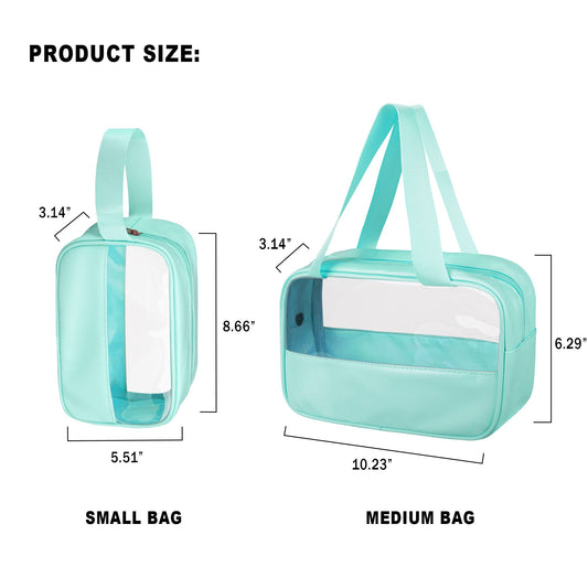 Ebbniur clear makeup bag small mint green compact size for travel