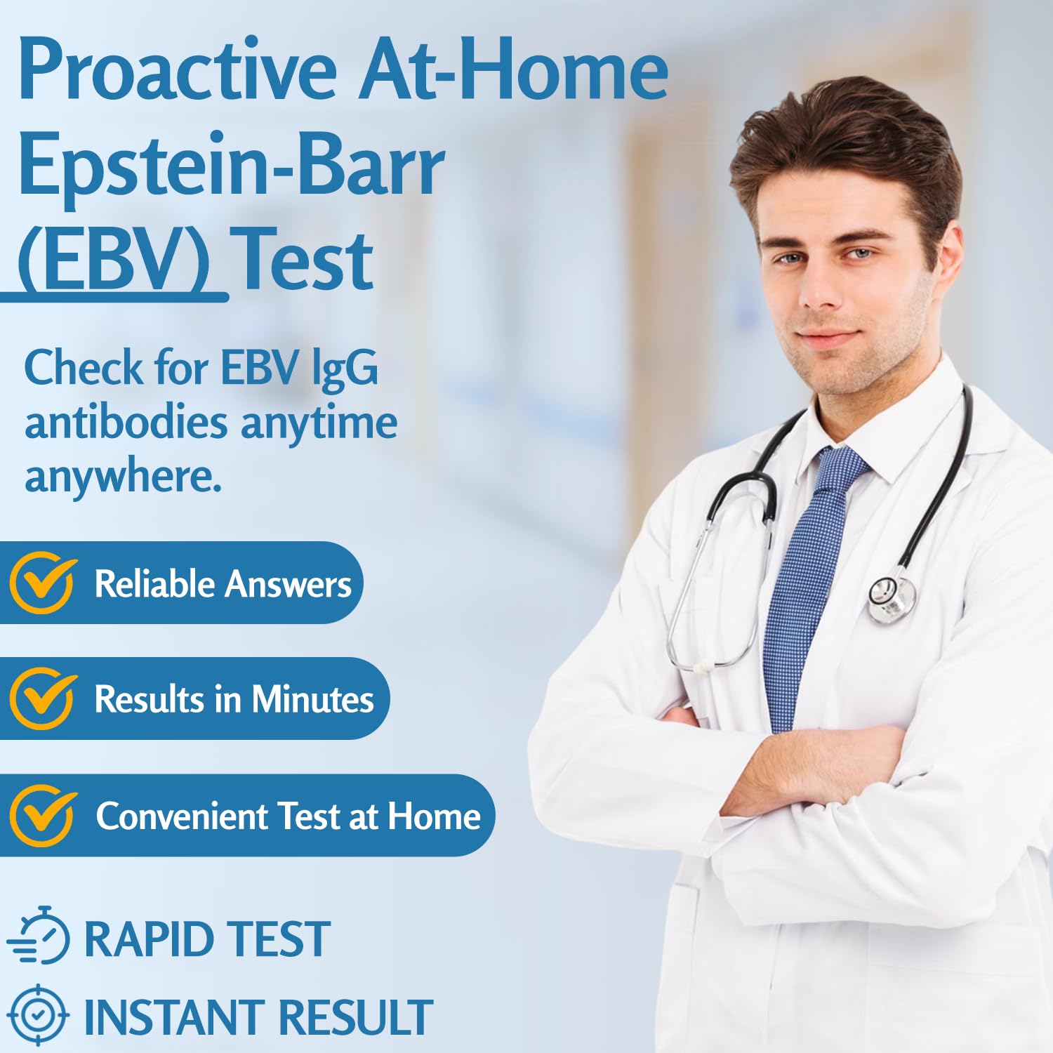 EBV at-home test kit components and packaging