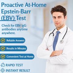 EBV at-home test kit components and packaging