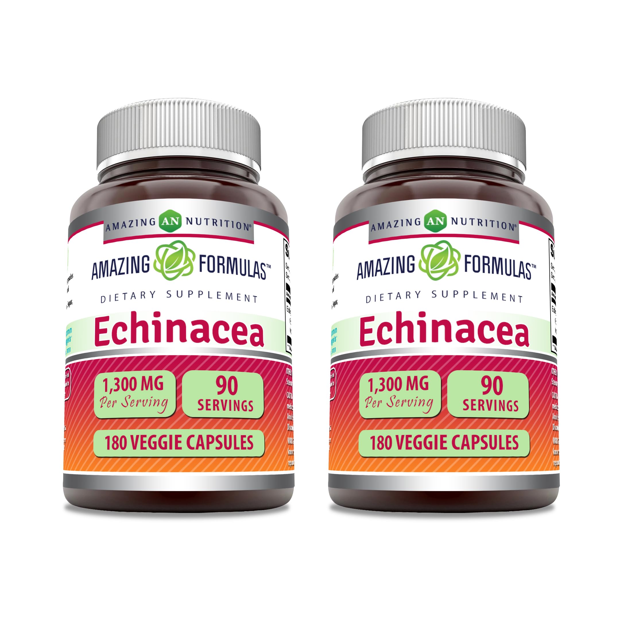 Front view of Amazing Formulas Echinacea 1300 mg veggie capsules 2-pack