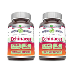 Front view of Amazing Formulas Echinacea 1300 mg veggie capsules 2-pack
