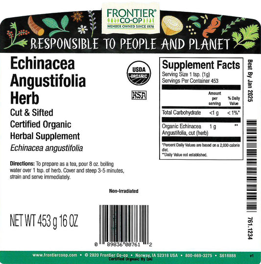 Dried echinacea angustifolia herb ready for tea and herbal blends