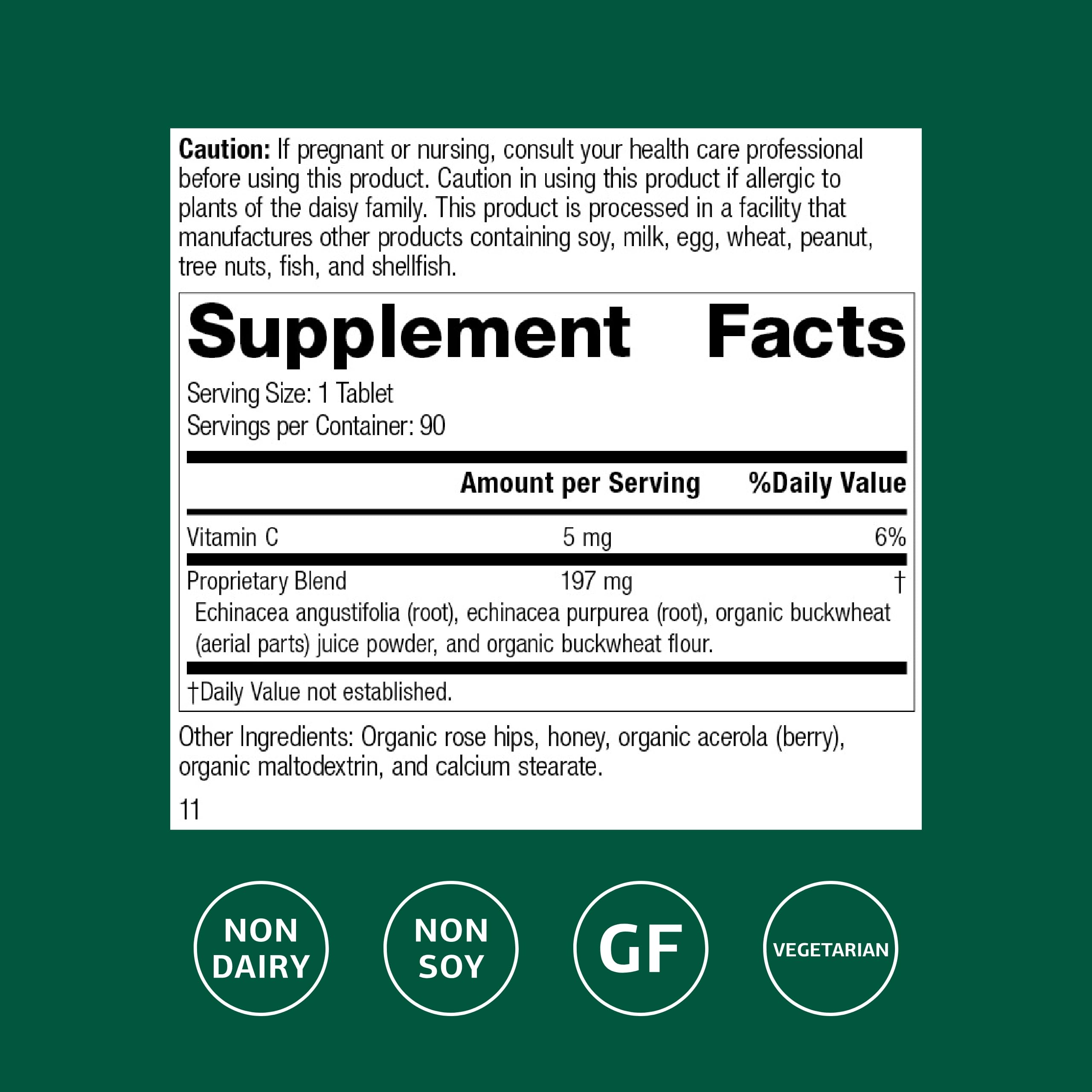 Two forms of echinacea used in the supplement formula