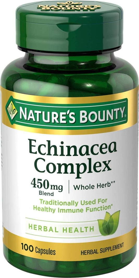 Nature's Bounty Echinacea Complex bottle label showing 100 capsules