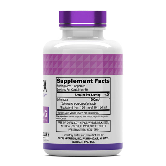 Close-up of Echinacea root capsules - 1500 mg per serving