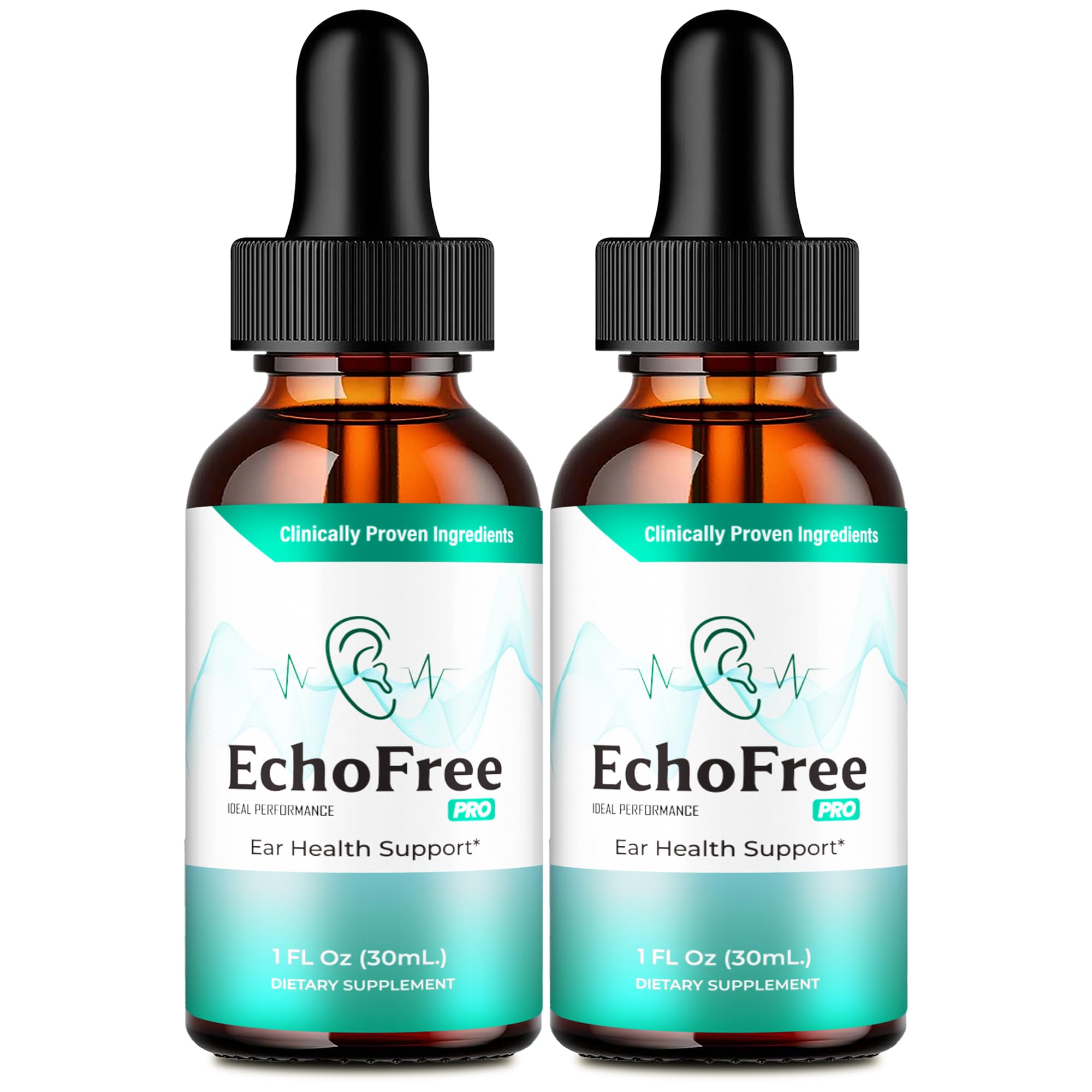 Front view of Echo Free Tinnitus Drops bottle
