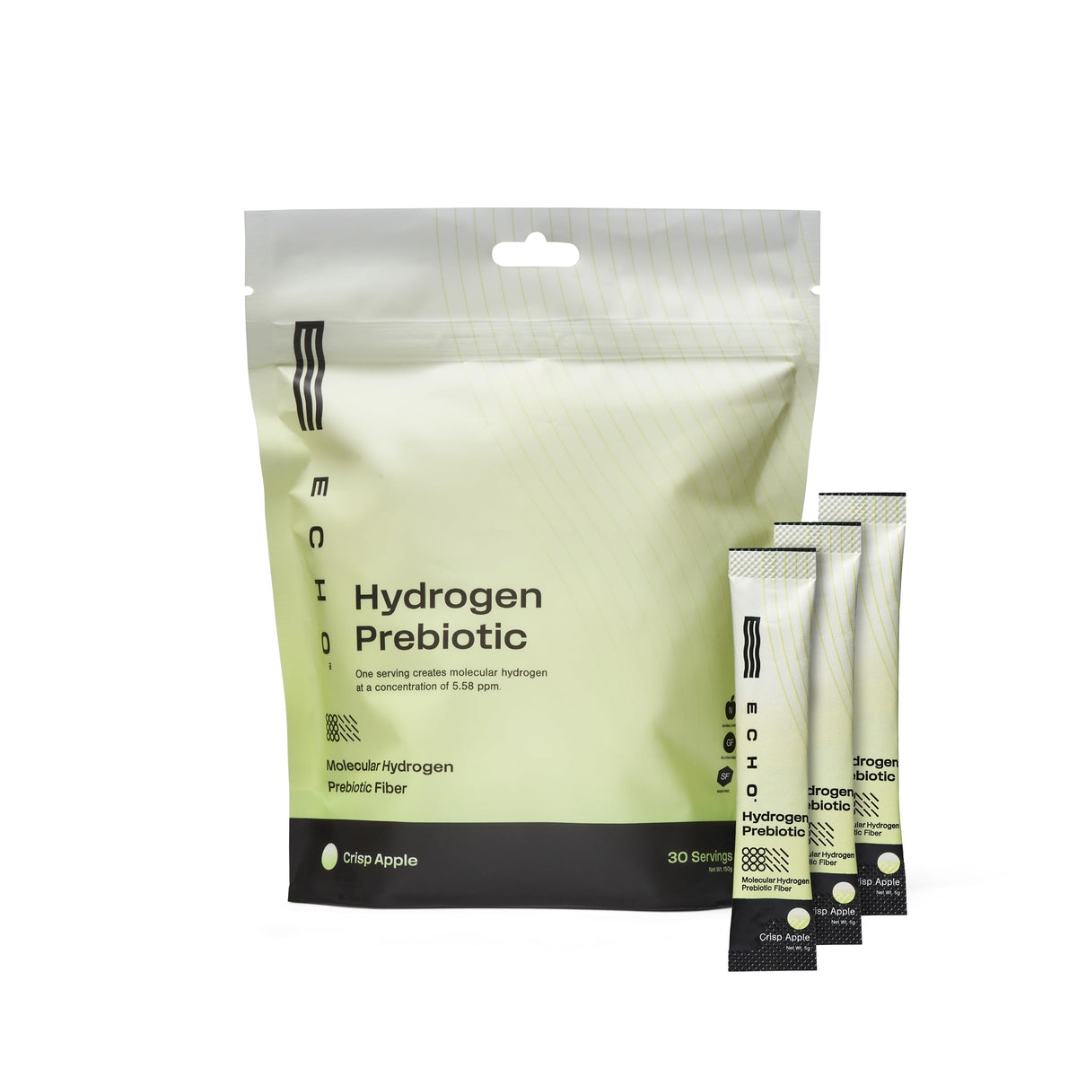 Echo Water front packaging showing crisp apple sticks for on-the-go hydration benefit
