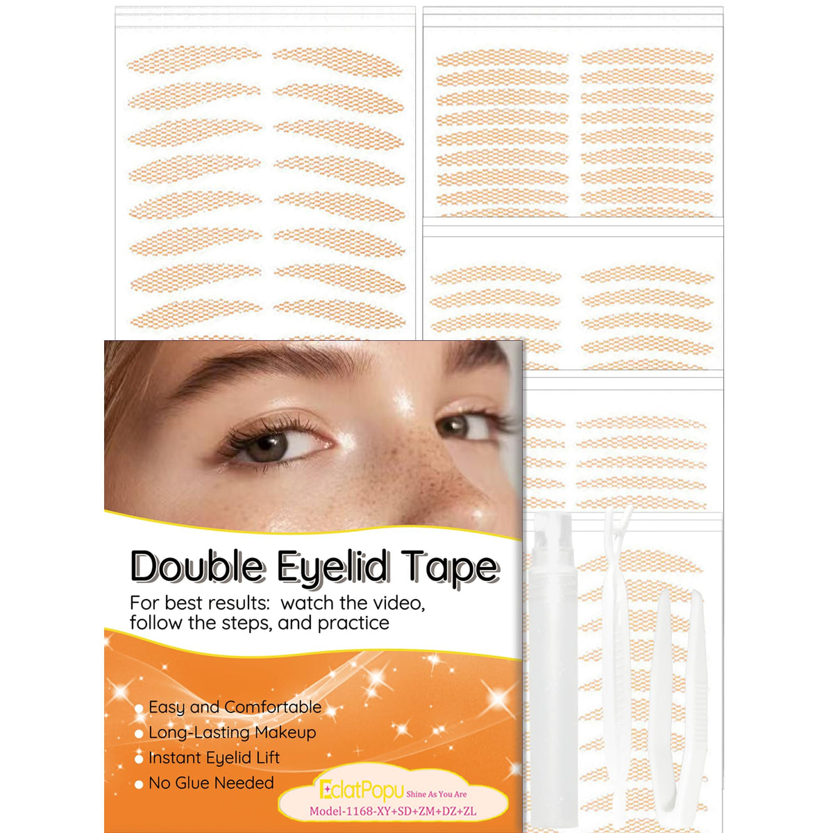 EclatPopu invisible double eyelid tape pack shot enhances natural eye definition