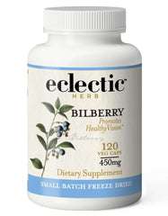Bottle of Eclectic Herb Bilberry Capsules (120 count, 450 mg)