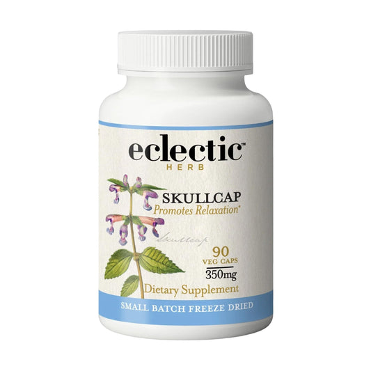Eclectic Herb Skullcap Capsules bottle on white background