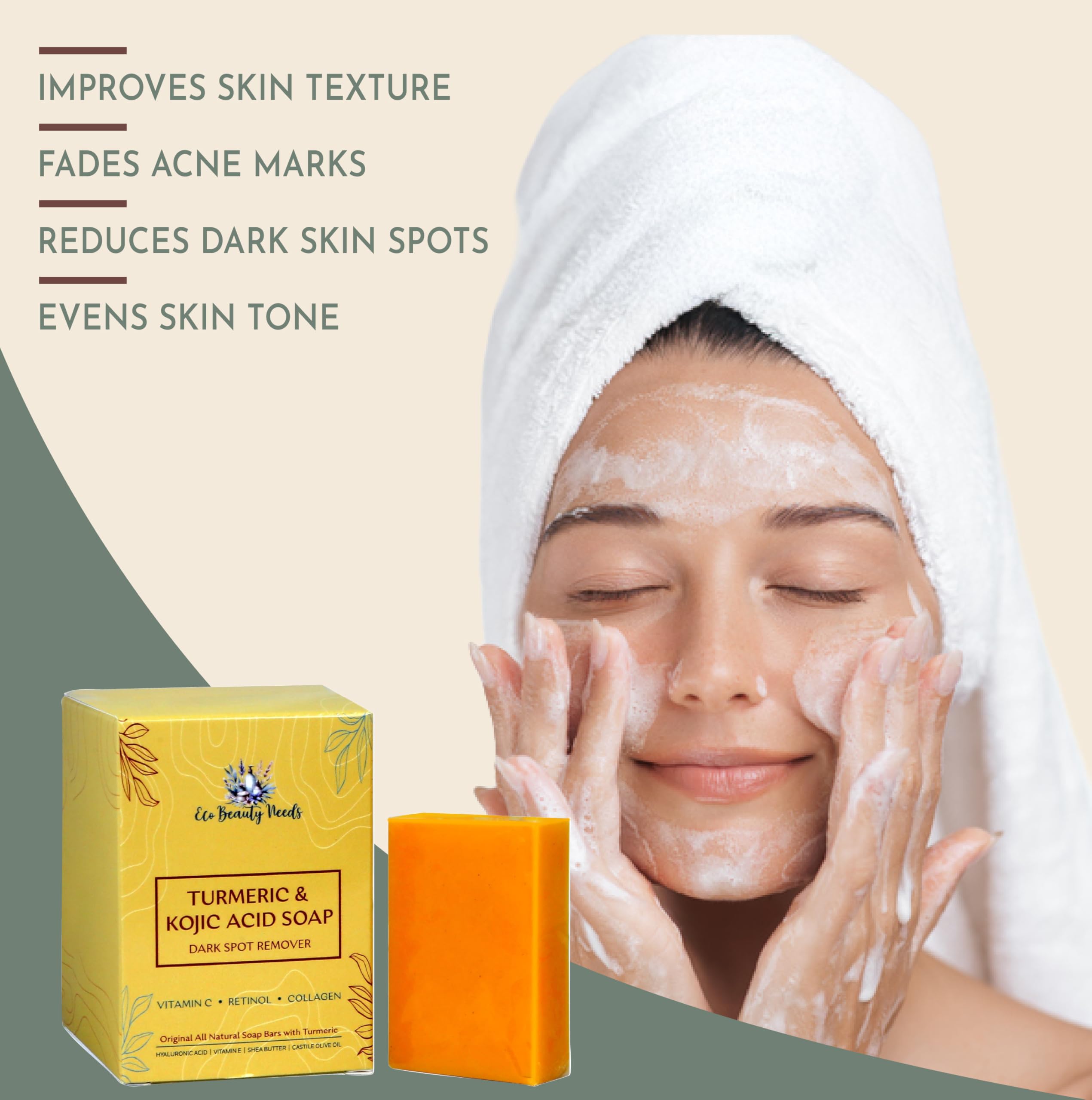 Eco Beauty Needs paraben-free SLS-free soap bar label close-up.