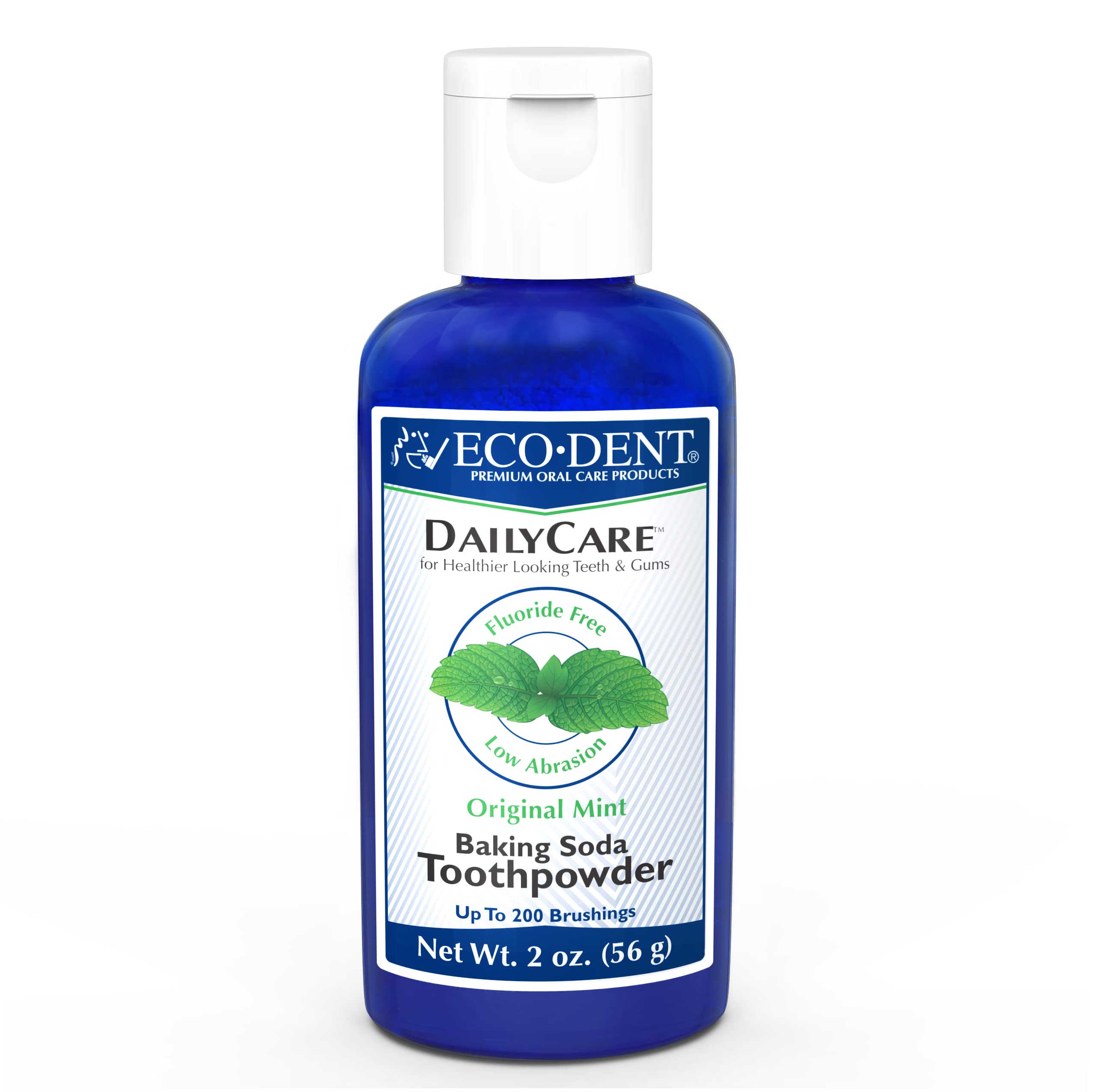 Eco-Dent DailyCare baking soda toothpowder Original Mint in 2 oz jar