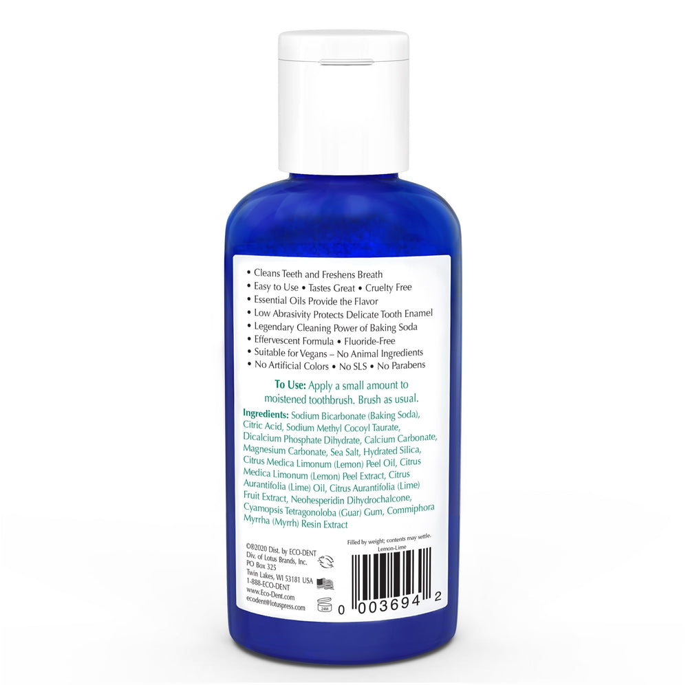 Eco-Dent DailyCare Lemon-Lime label on toothpowder container