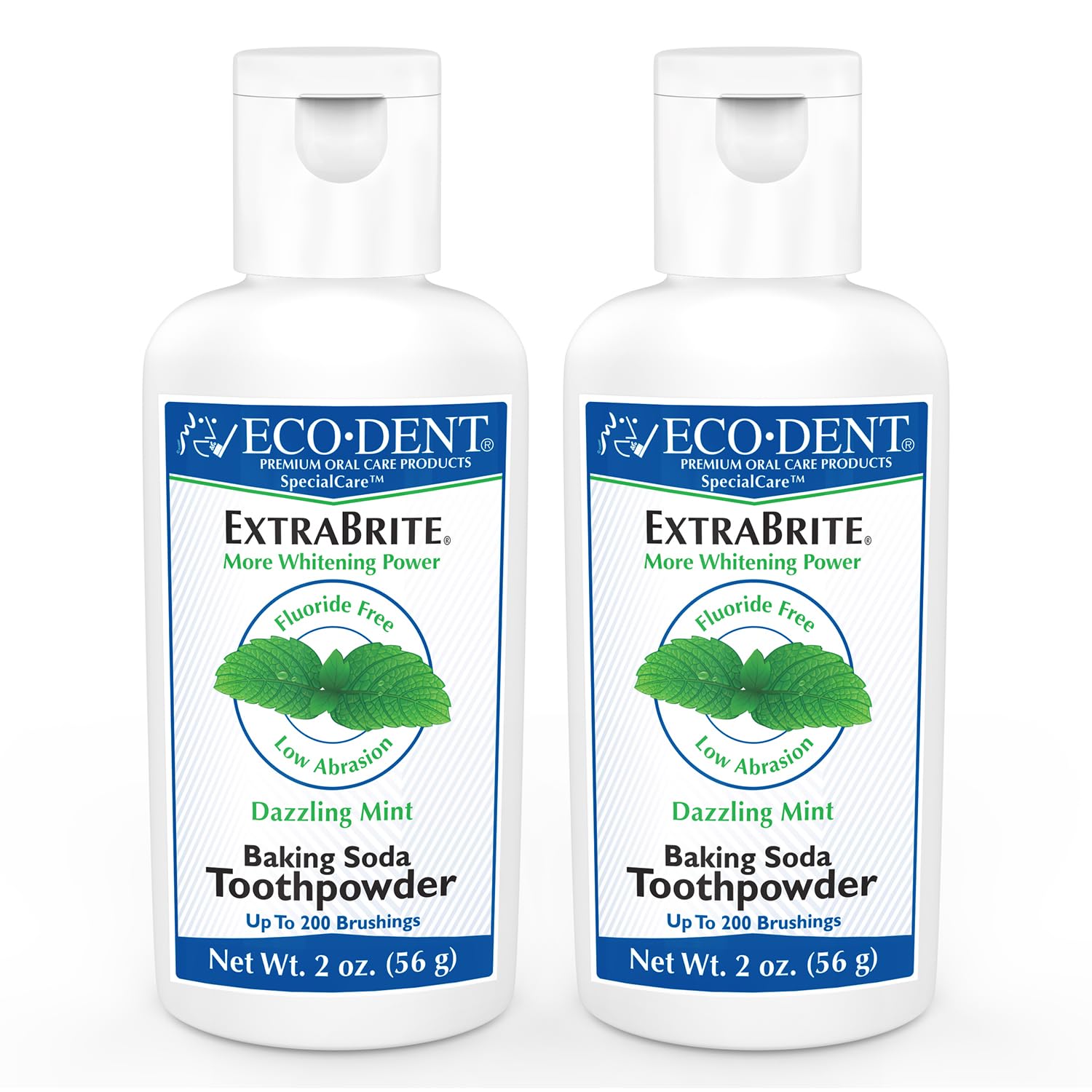 Main image showing Eco-Dent ExtraBrite Mint Toothpowder packaging