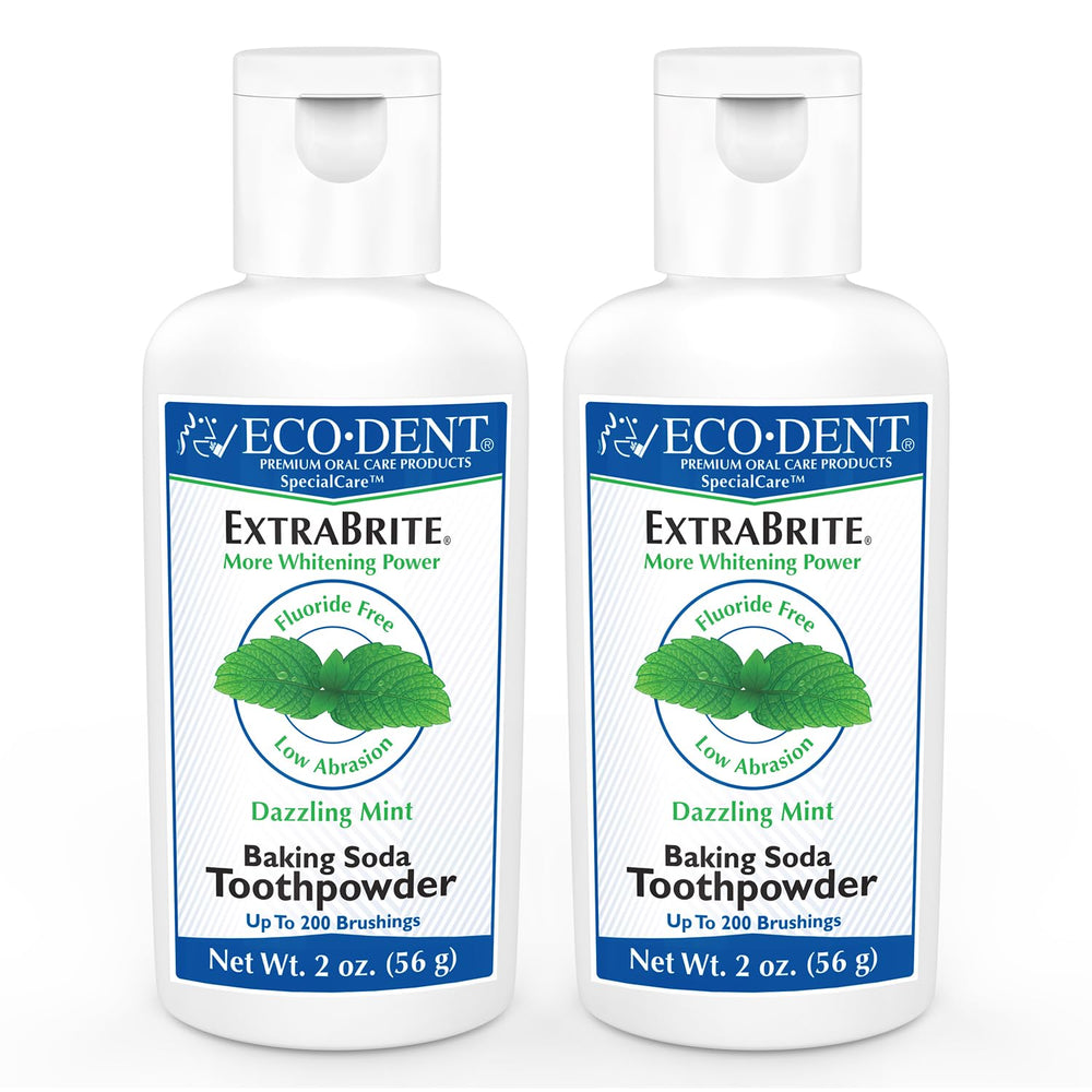 Main image showing Eco-Dent ExtraBrite Mint Toothpowder packaging