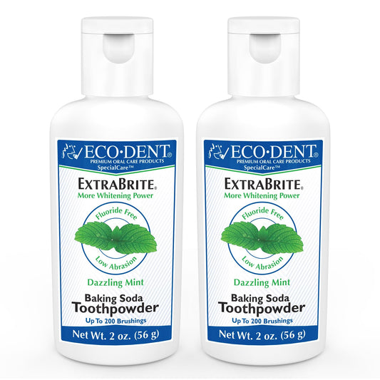 Main image showing Eco-Dent ExtraBrite Mint Toothpowder packaging