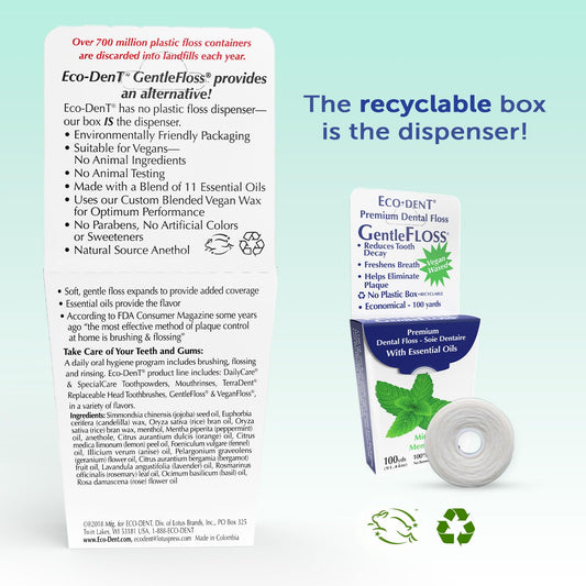 Mint floss close-up showing plant-based vegan wax
