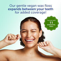 Label indicating 100 yards of floss per pack