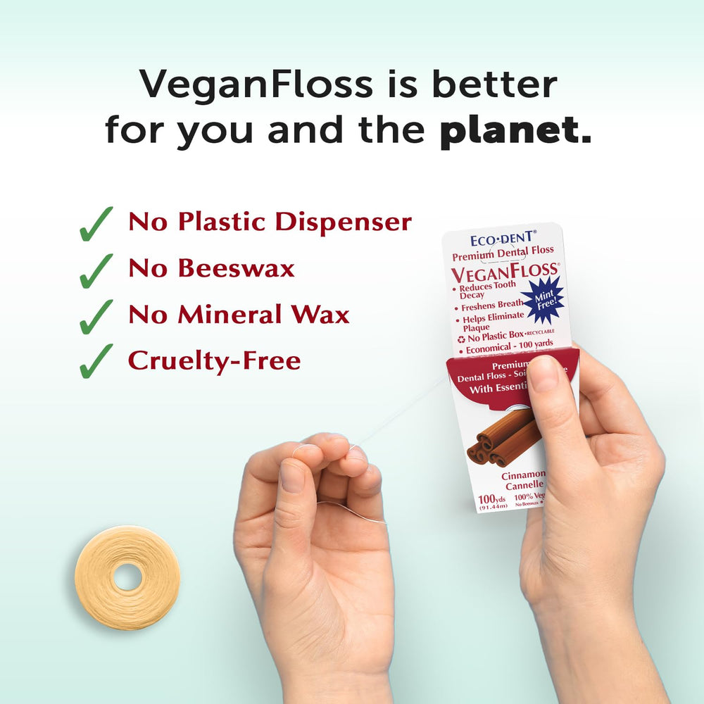 Close-up of vegan plant-based wax coating on Eco-Dent VeganFloss