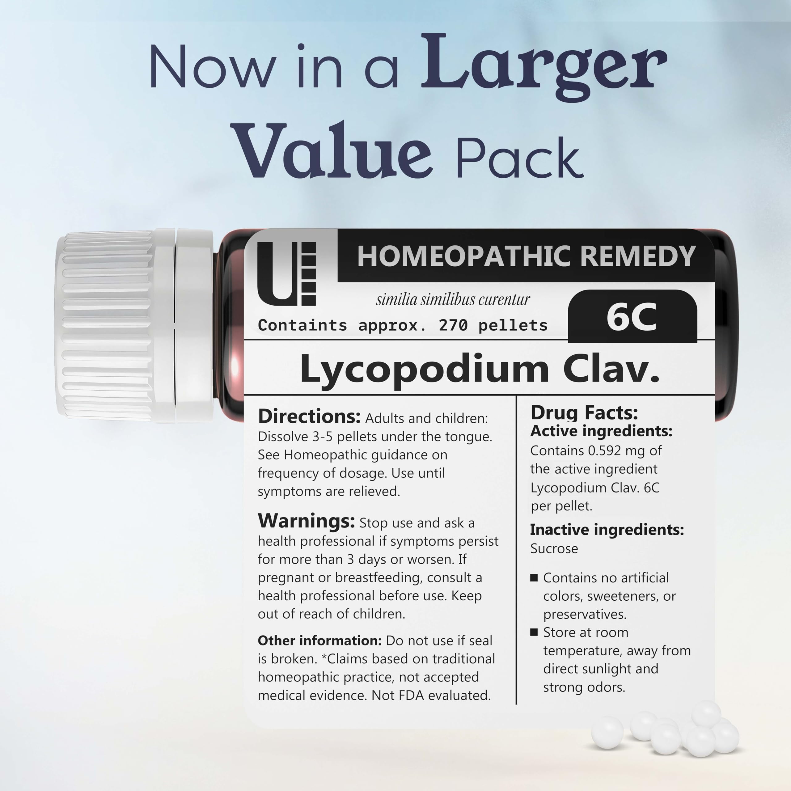 Eco-friendly bottle containing 270 pellets (90 doses)
