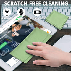 Smartphone being cleaned with microfiber cloth