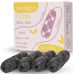 Eco Roots bamboo floss refill 4 rolls packaging