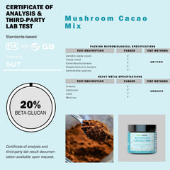 Two teaspoons of ECO-TASTE Mushroom Cacao Mix in hot water