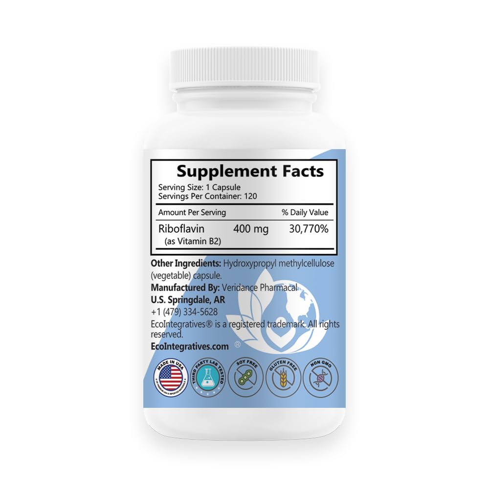 EcoIntegratives B2-400 Riboflavin capsules bottle second view