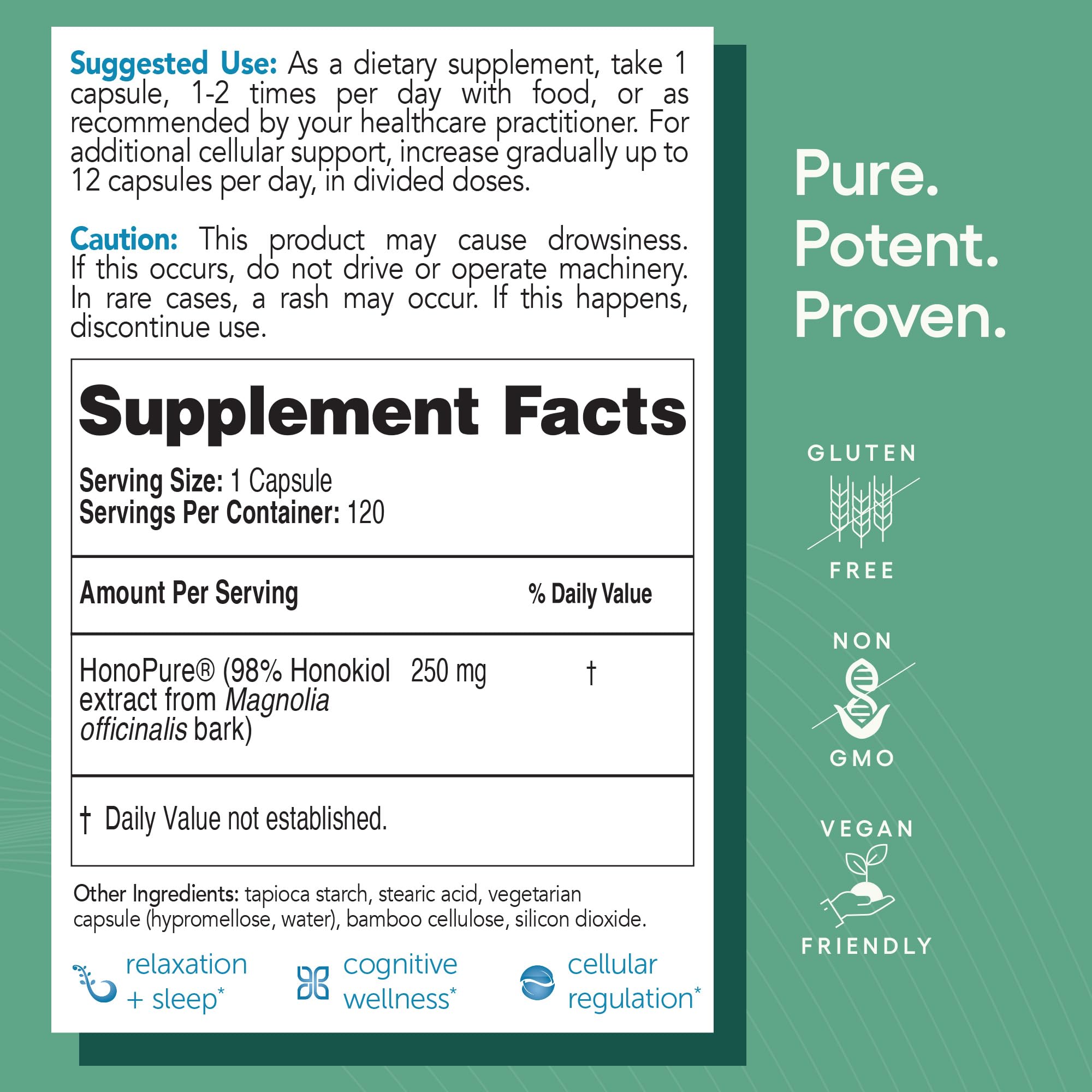 Graphic showing honokiol purity 98% in HonoPure
