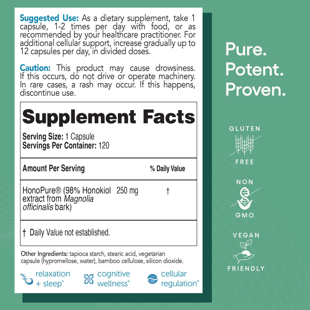 Graphic showing honokiol purity 98% in HonoPure